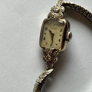 14k white gold diamond Vintage Hamilton Biggs ladies watch WORKS